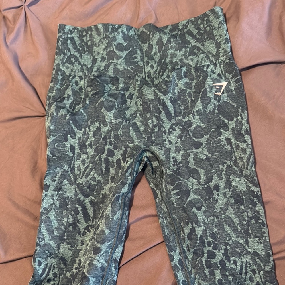 Gymshark Green Leggings with Camouflage Pattern